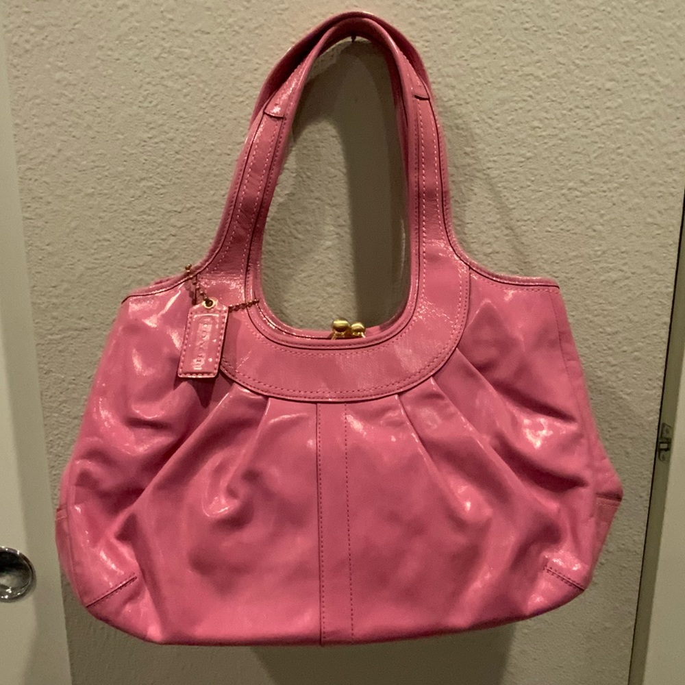 Patent bubble gum pink Coach satchel